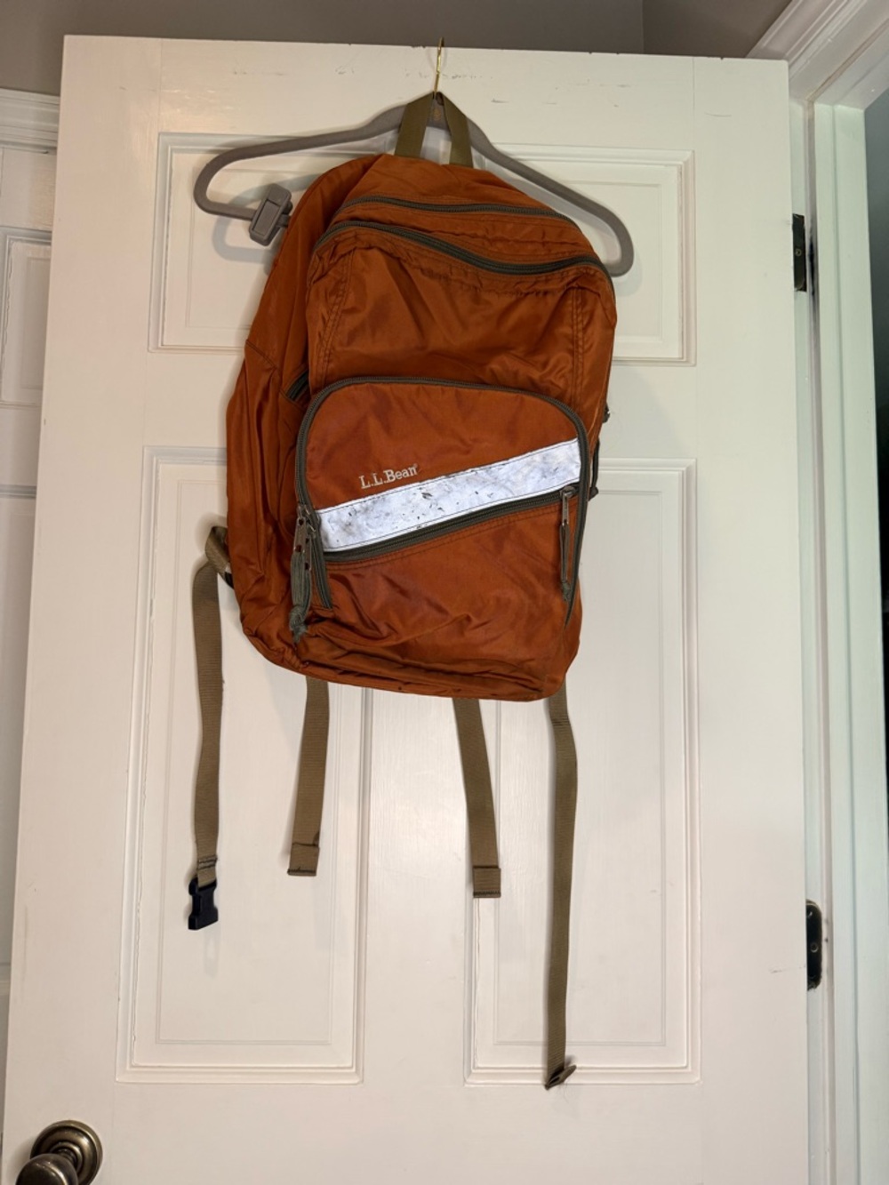 L.L. Bean Vintage Rust Orange Backpack with Tan Straps